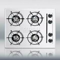 Summit Appliance Div. Summit-24"W Gas Cooktop, Four Burners, Gas Spark Ignition, White WNL033